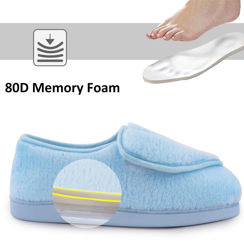 Git-up Women Diabetic Slippers Arthritis Edema Memory Foam Closed Toed Slippers, Blue, 9 D(M) US - Image 4